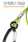Steel Braided Cord Chew Proof Dog Leash 6 Feet Padded Handle Rock Climbers Carabiner