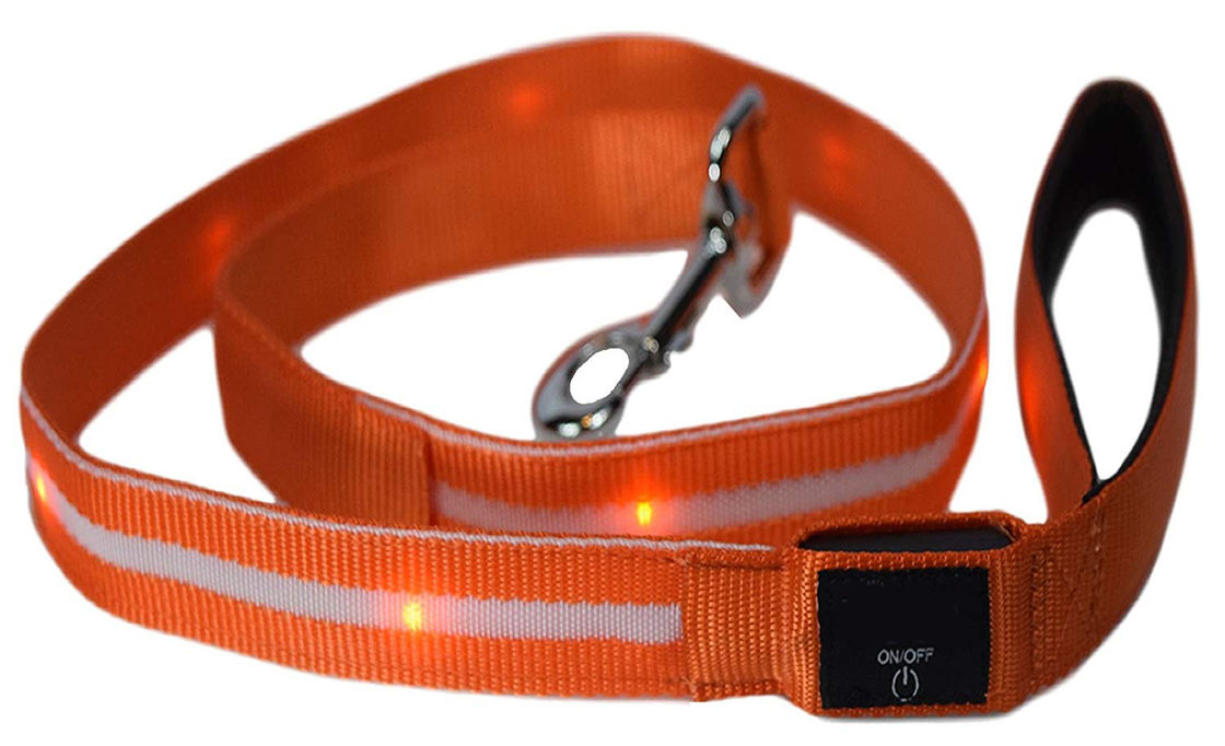 Luxury LED Dog Leash With Flashlight , Durable Nylon Webbing Dog Leash