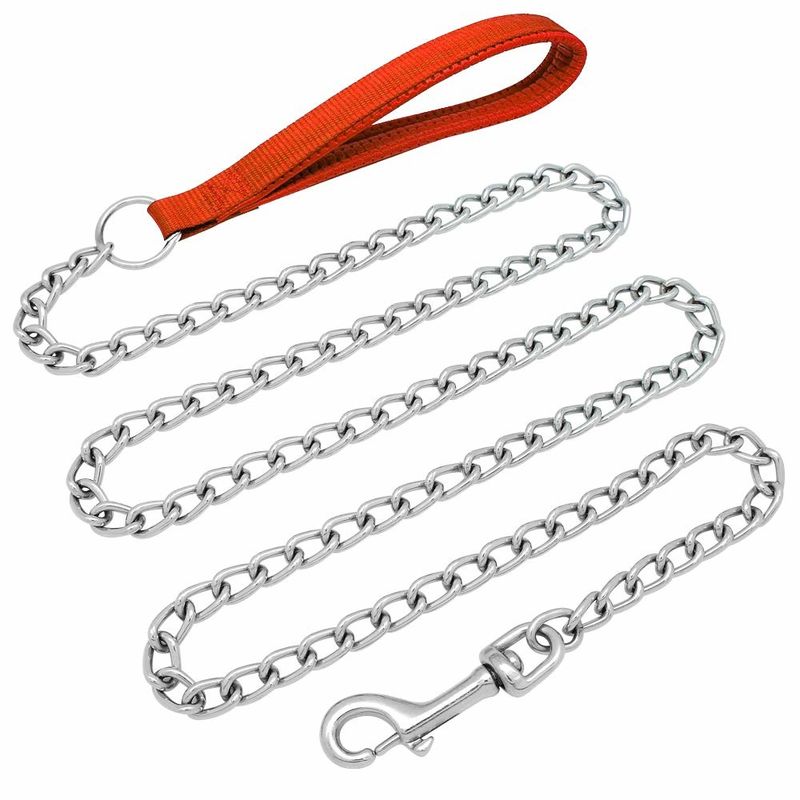 4/6 FT Dog Chain Leash Soft Padded Leather Handle