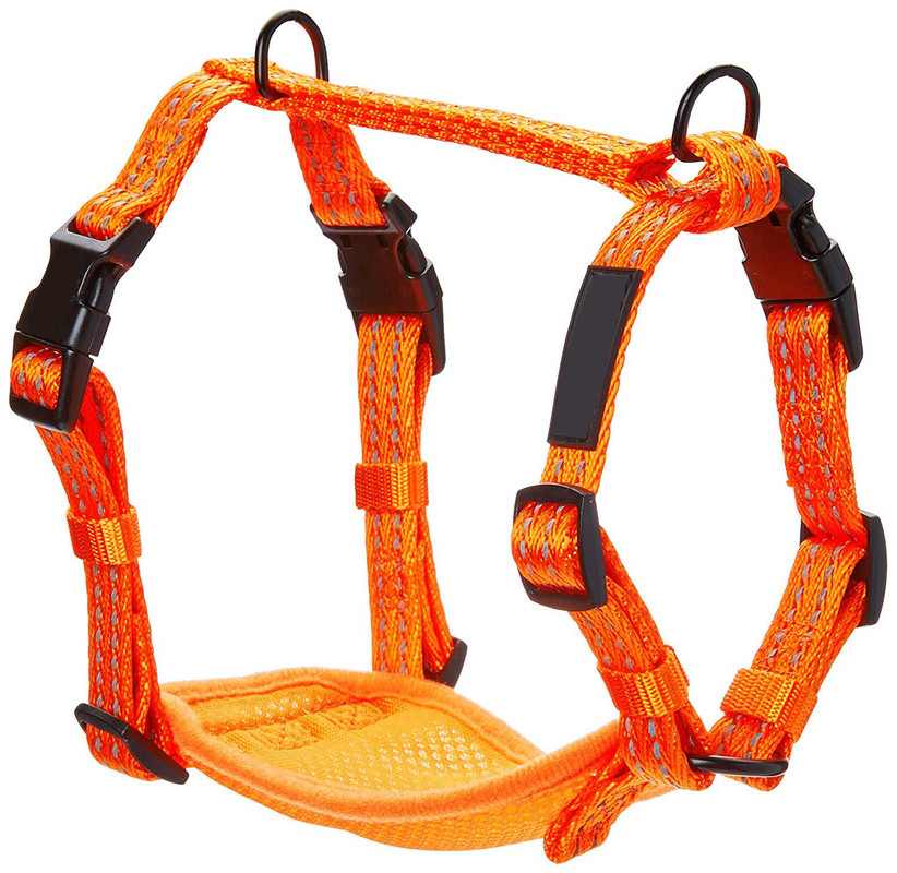 Adjustable Chest Dog Harness Leash 5.75" Length Vibrant Nylon With Reflective Stitching
